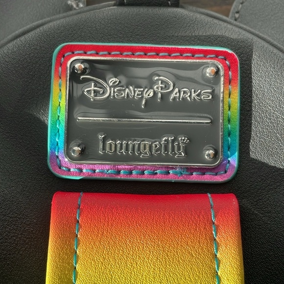 Loungelfy, Disney Parks, rainbow and black vinyl Mickey ear two-pocket wristlet - Picture 5 of 8